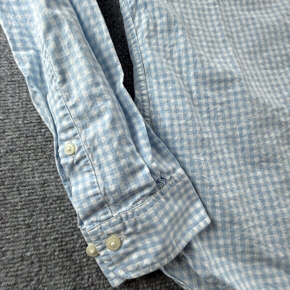 Brooks Brothers Cotton Blue Medium Button-Down Check Men Shirt Long Sleeve Adult - Picture 8 of 14